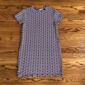 maroon and white t-shirt dress.